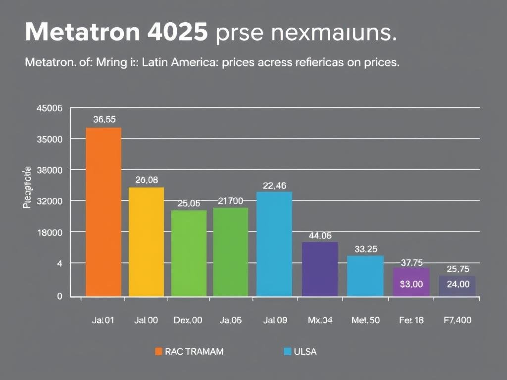 Comparativa visual de precios del Metatron 4025 en diferentes países latinoamericanos