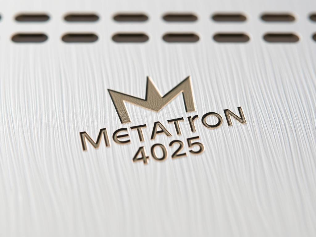 Detalle del logotipo grabado en un Metatron 4025 auténtico
