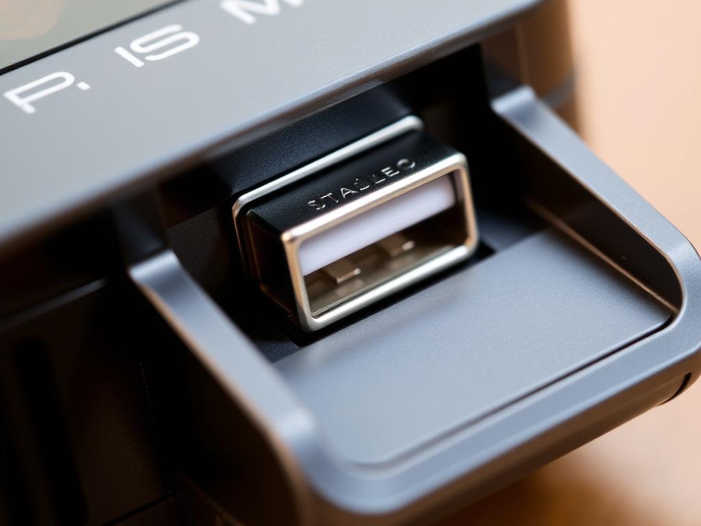 Detalle del puerto USB en un Metatron 4025 original