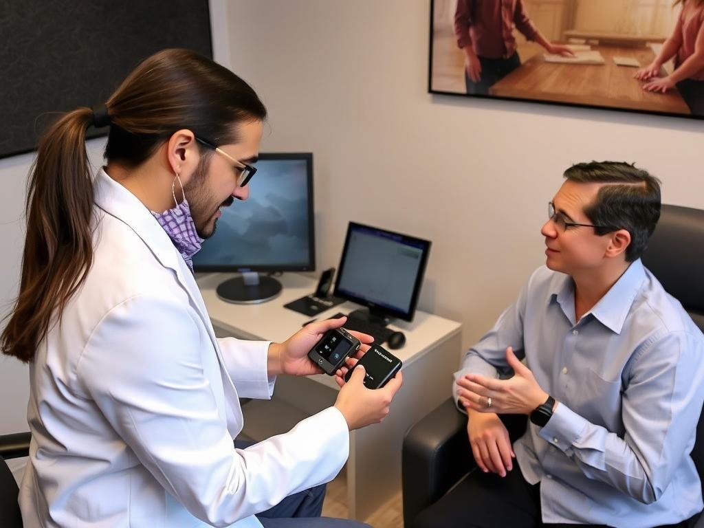 Especialista demostrando el uso del Metatron 4025