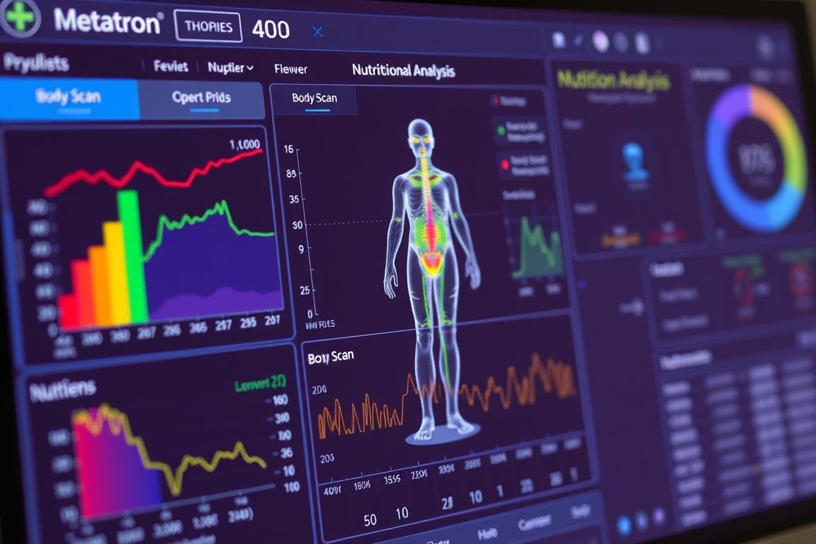 Interfaz Metatron 4025 mostrando análisis nutricional