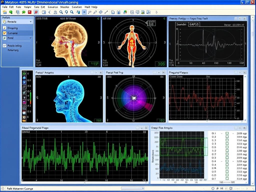 Interfaz de software del Metatron 4025 mostrando escaneo virtual multidimensional