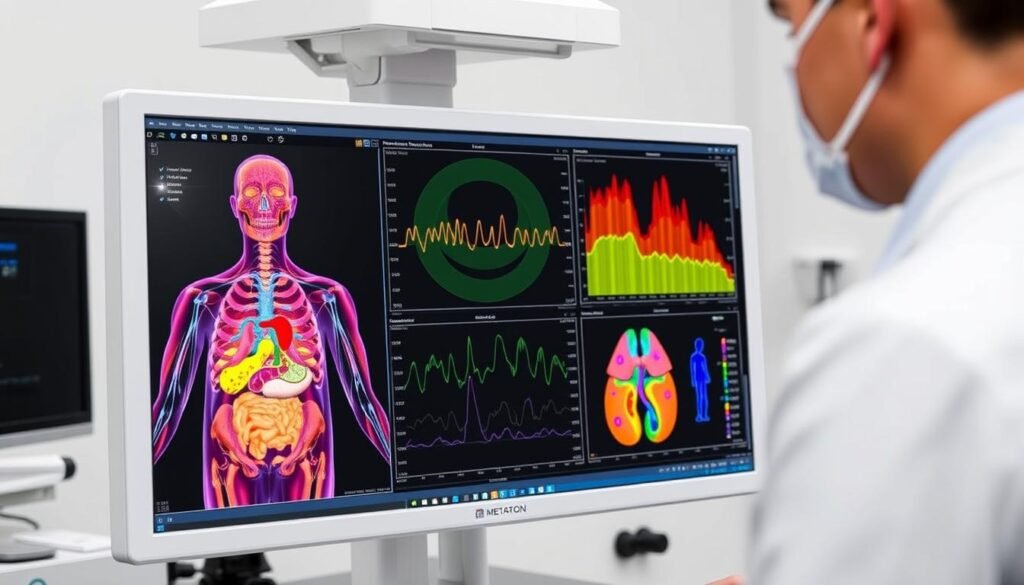 Interfaz del software Metatron 4025 mostrando análisis de órganos