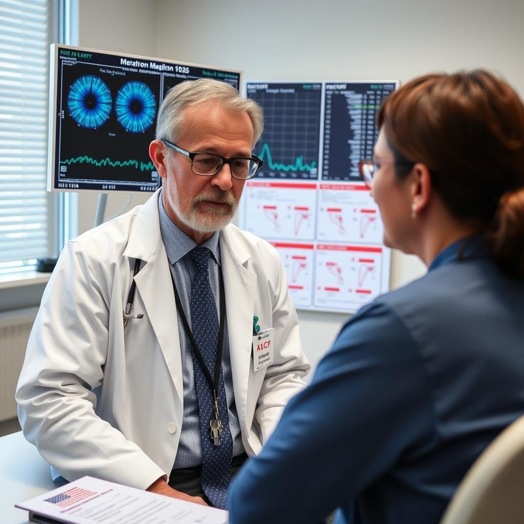 Médico analizando resultados del Metatron 4025