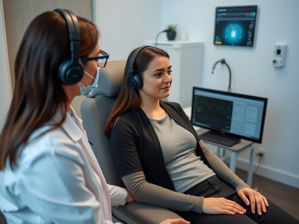 Paciente durante una sesión de análisis con Metatron 4025