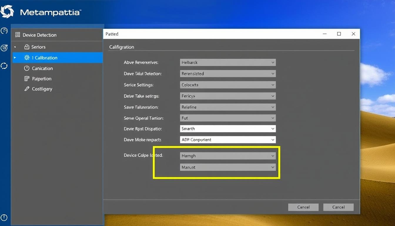 Pantalla de configuración inicial del software Metapathia GR-Hunter