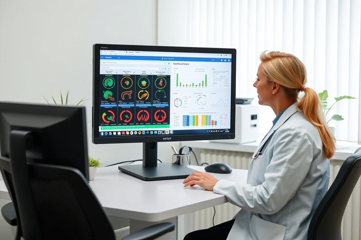 Profesional de la salud analizando resultados del Metatron 4025