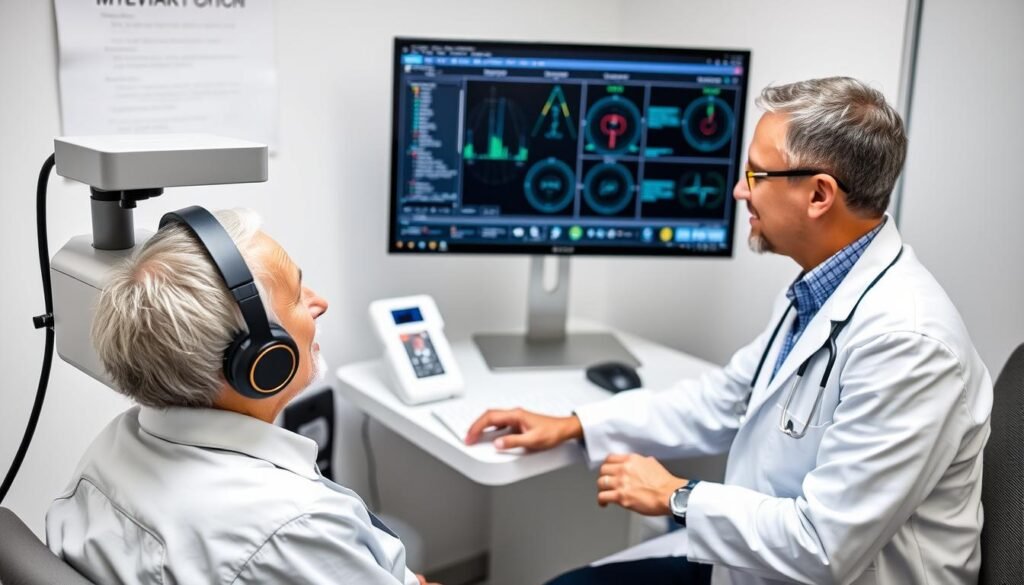 Profesional de la salud utilizando el sistema Metatron 4025