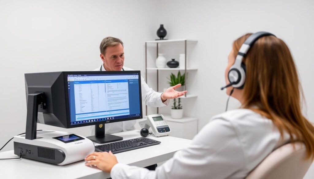 Profesional utilizando el Metatron 4025 en una consulta