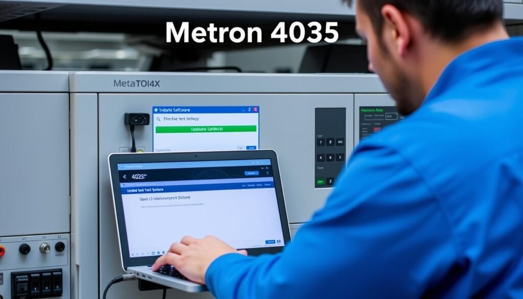 Técnico realizando actualización de software del Metatron 4025
