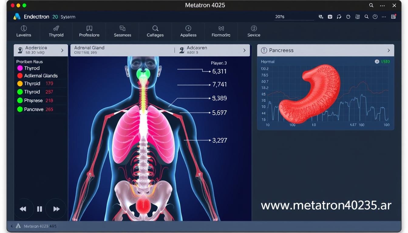 Análisis endocrino en la pantalla del sistema Metatron 4025