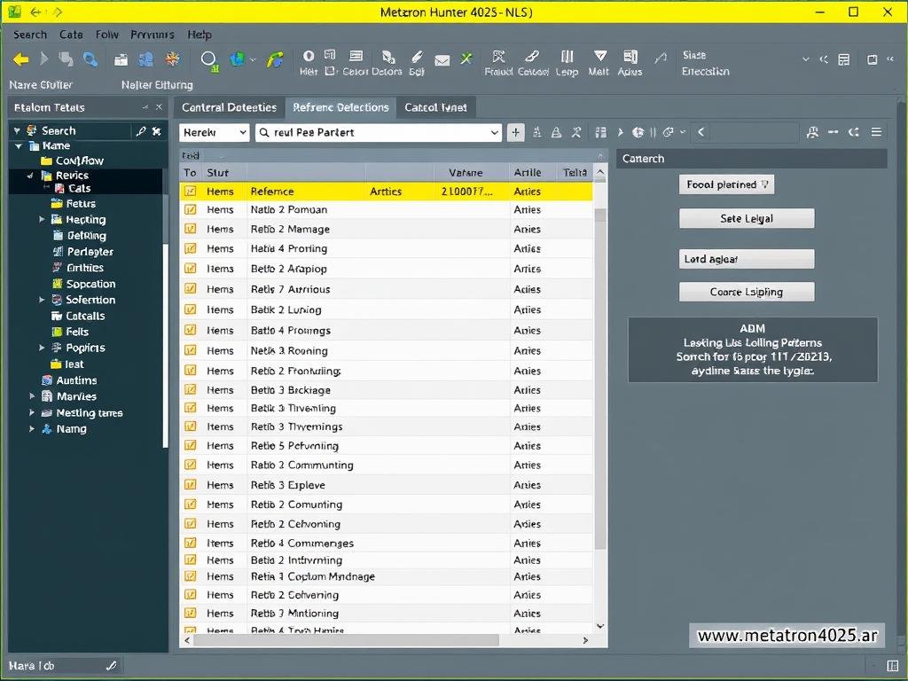 Base de datos de etalones del software Metatron Hunter 4025 NLS