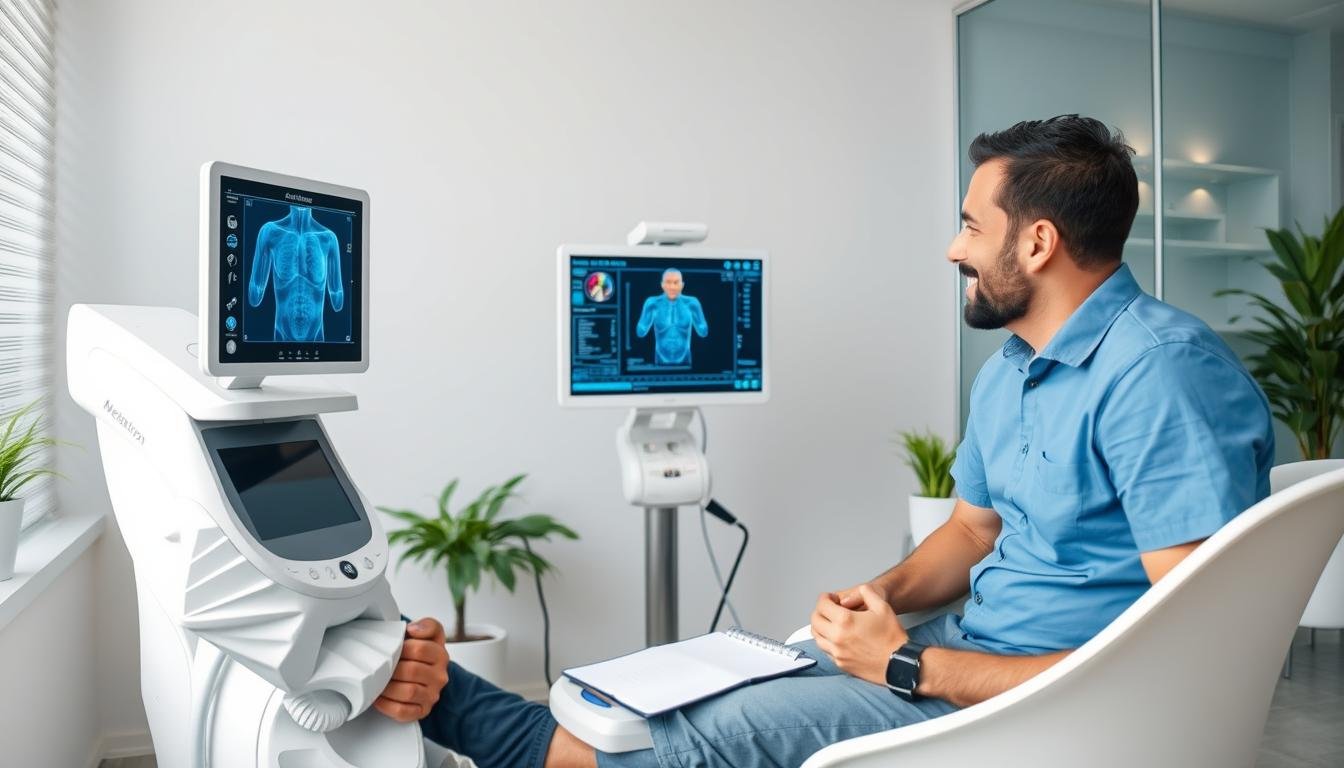 Consulta médica utilizando Metatron 4025 para medicina preventiva