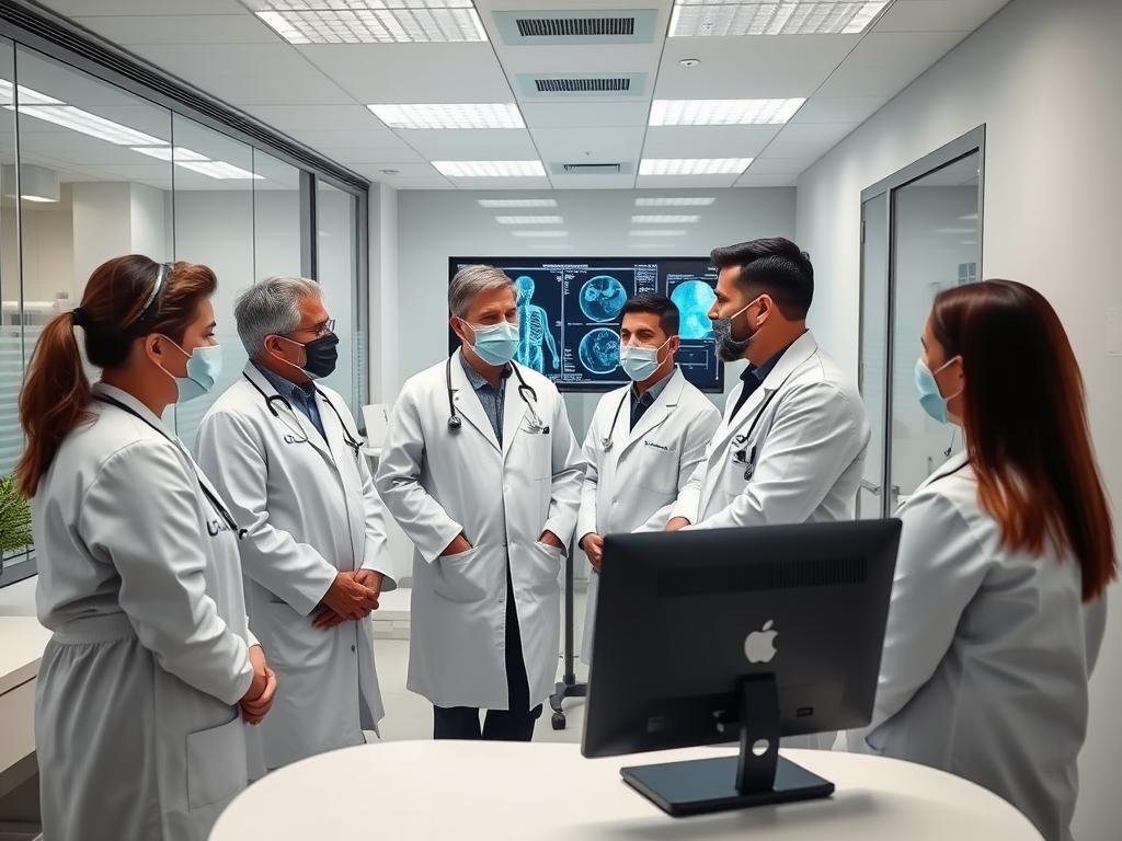 Equipo médico argentino utilizando el Metatron 4025 en una clínica moderna