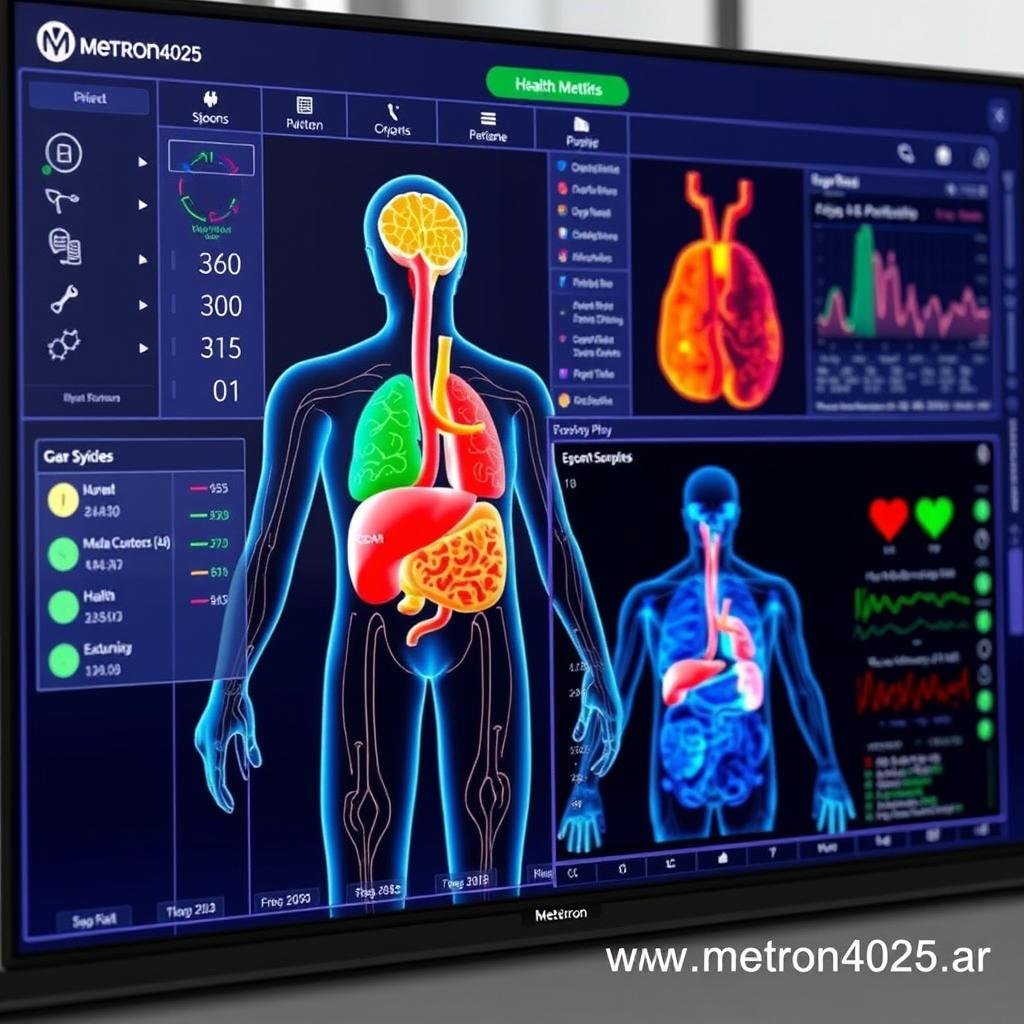 Interfaz del software Metatron 4025 mostrando análisis de órganos