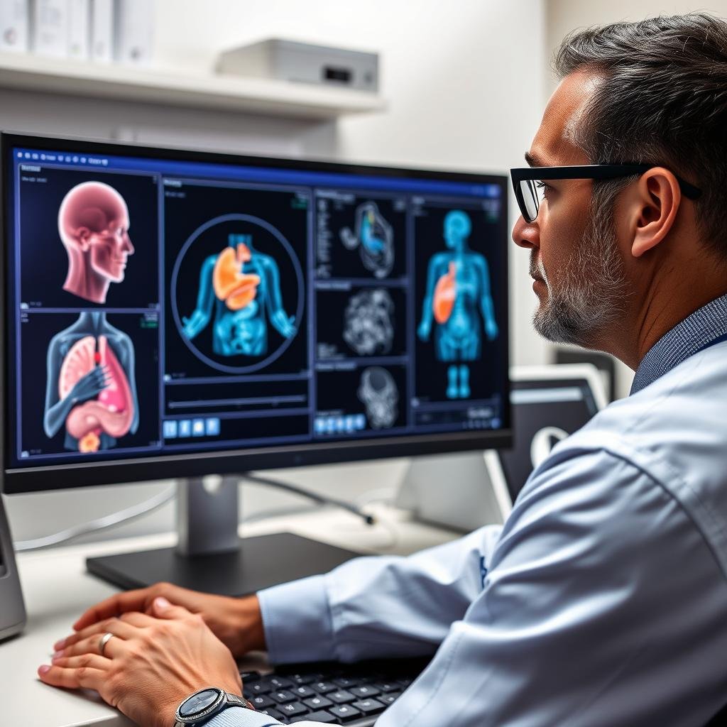 Médico analizando resultados del Metatron 4025