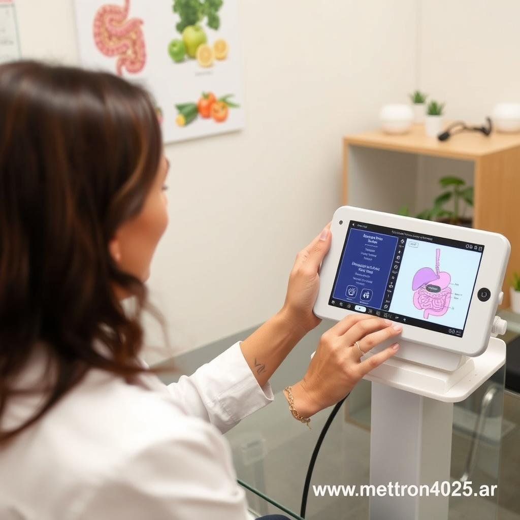 Nutricionista analizando intolerancias alimentarias con Metatron 4025