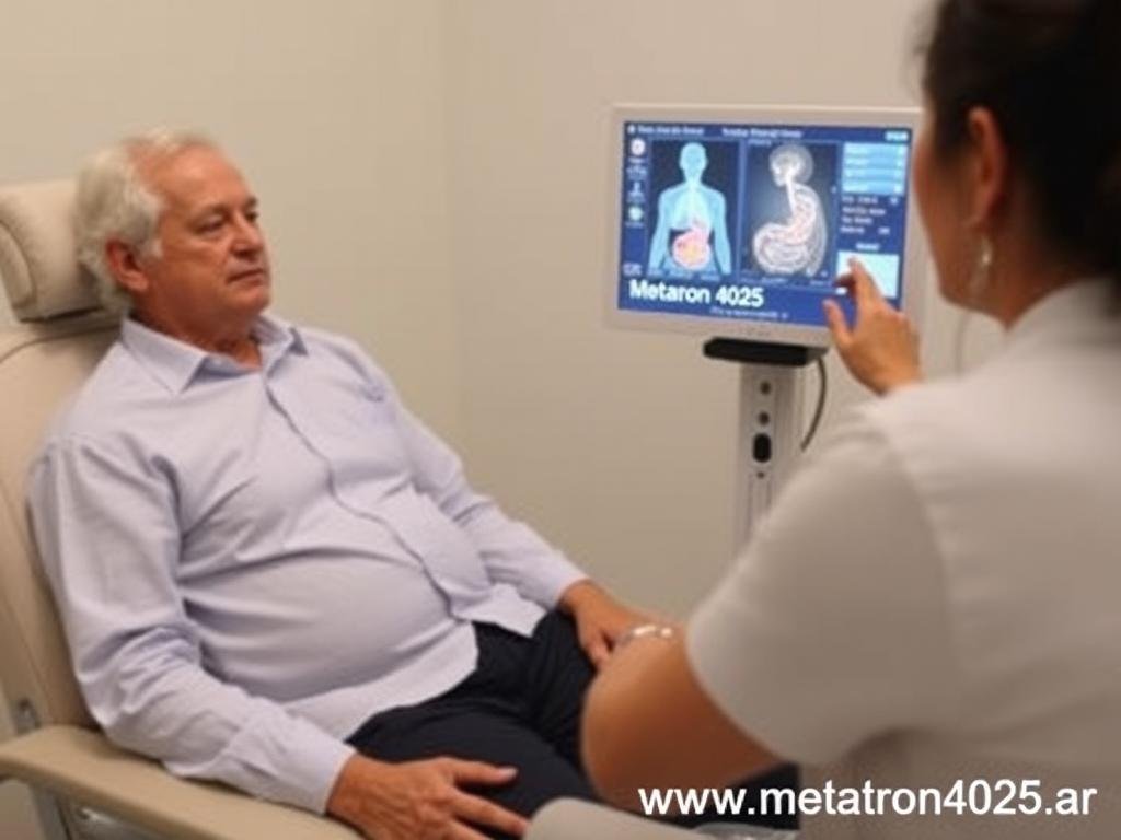 Paciente durante sesión de diagnóstico digestivo con Metatron 4025