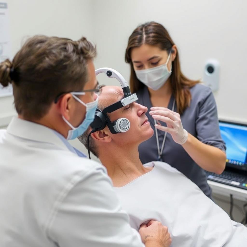 Paciente recibiendo análisis con Metatron 4025