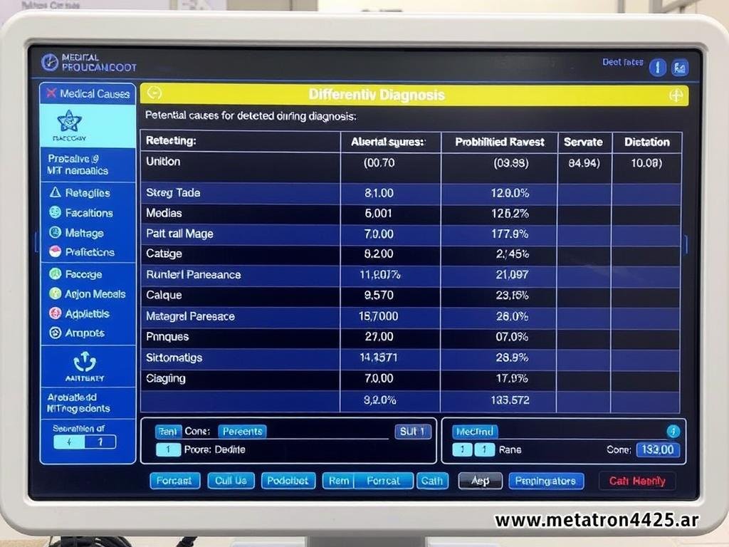 Pantalla de diagnóstico diferencial del software