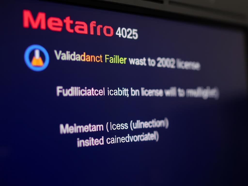 Pantalla de error de licencia del Metatron 4025