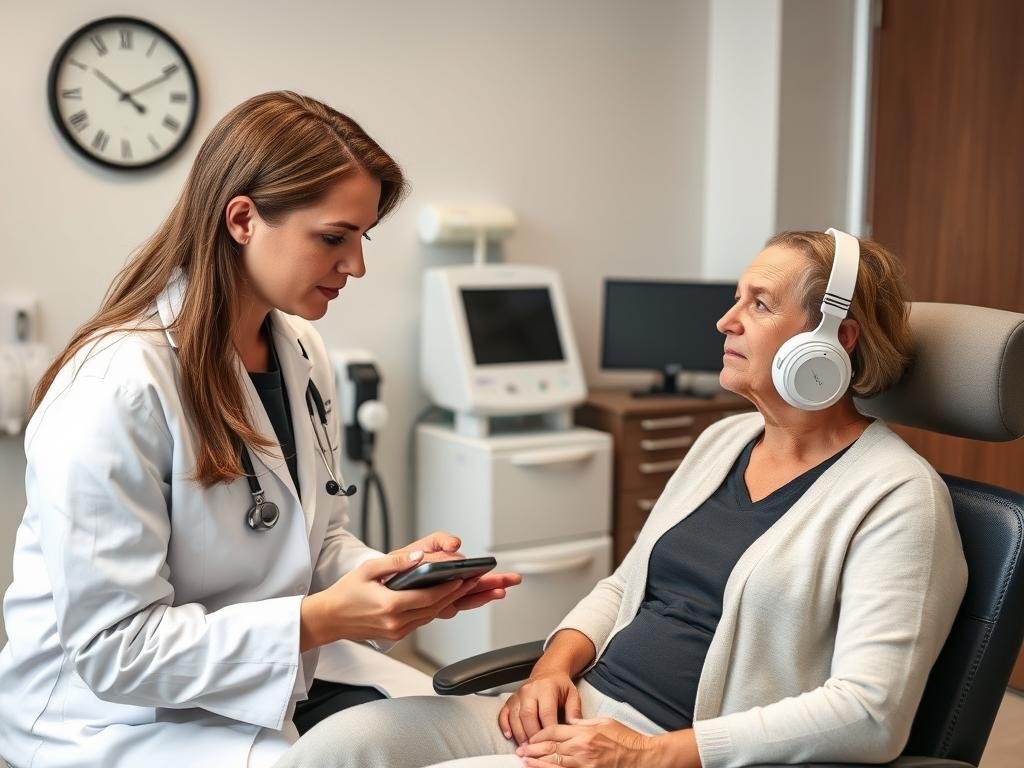 Profesional de la salud utilizando el Metatron Hunter 4025 NLS con un paciente