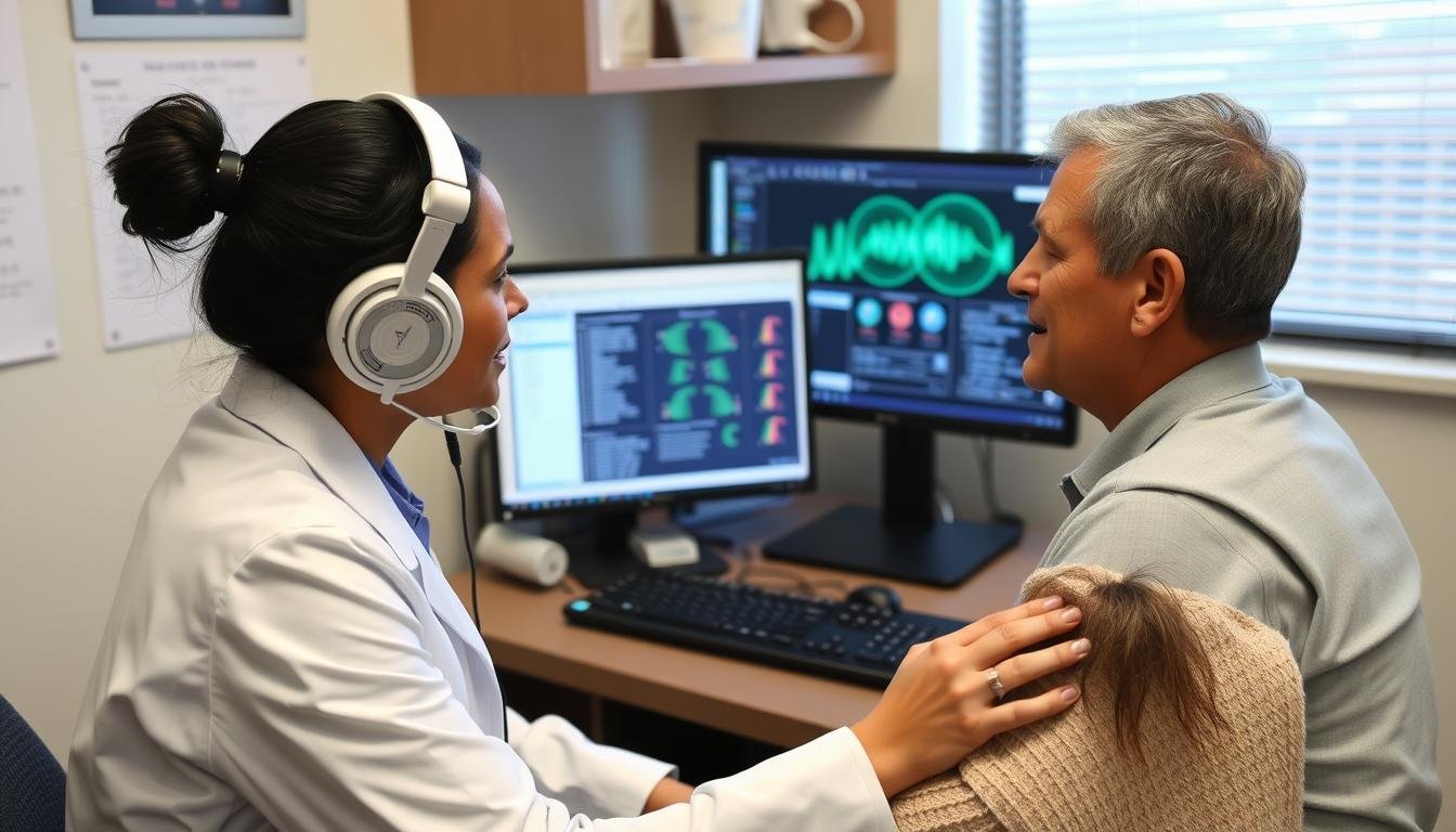 Profesional de la salud utilizando el Metatron Hunter 4025 NLS con un paciente