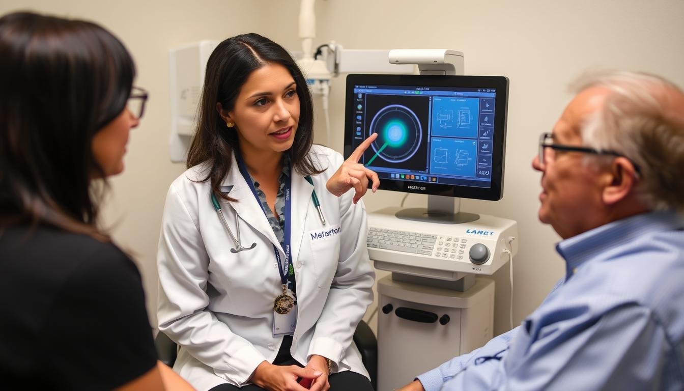 Profesional explicando el funcionamiento del Metatron Hunter 4025 NLS