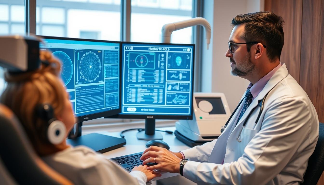 Profesional realizando análisis con Metatron Hunter 4025 NLS en una clínica