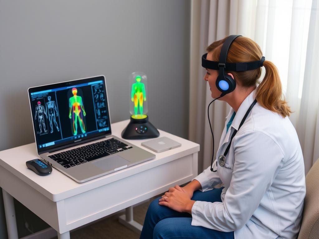 Profesional realizando diagnóstico preventivo con Metatron Hunter 4025 NLS