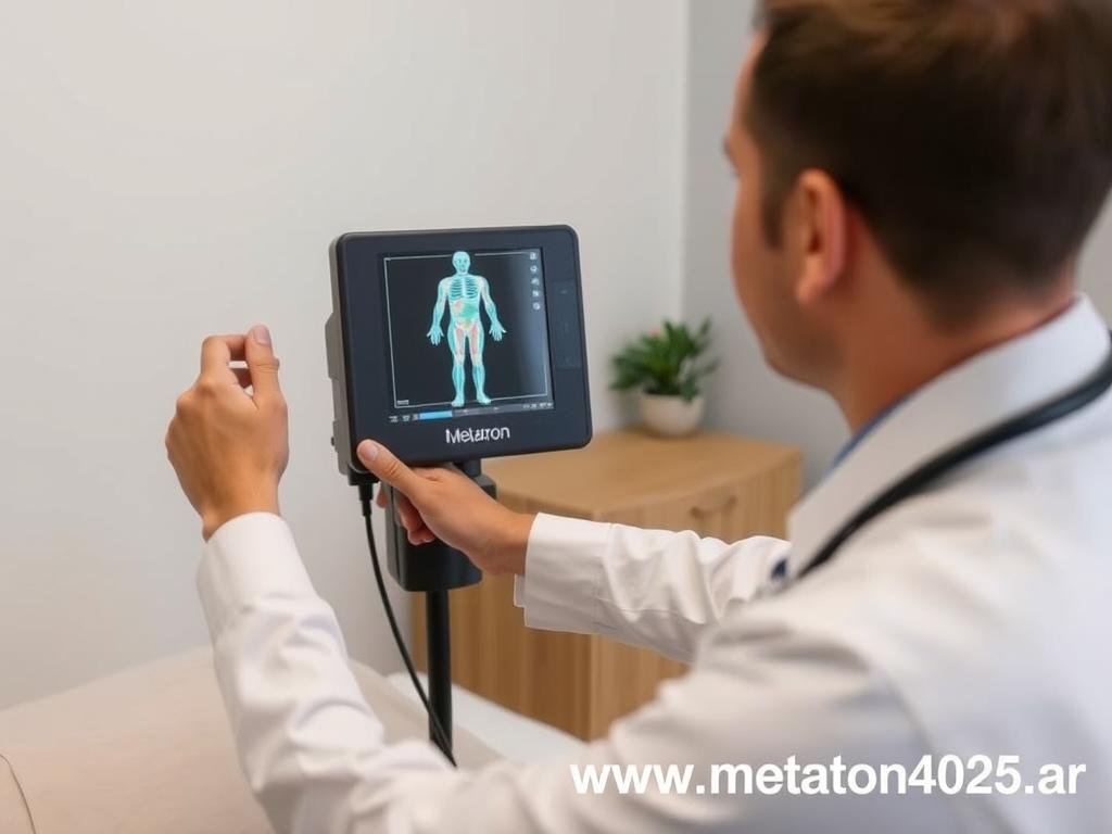 Profesional realizando un diagnóstico con Metatron 4025