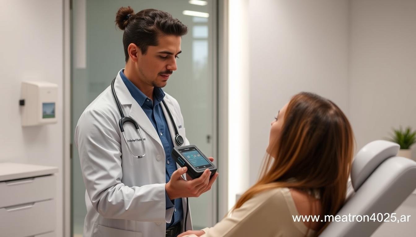 Profesional utilizando el Metatron Hunter 4025 NLS en una clínica moderna