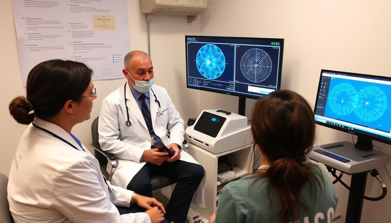 Profesionales de la salud utilizando el Metatron Hunter 4025 en consulta