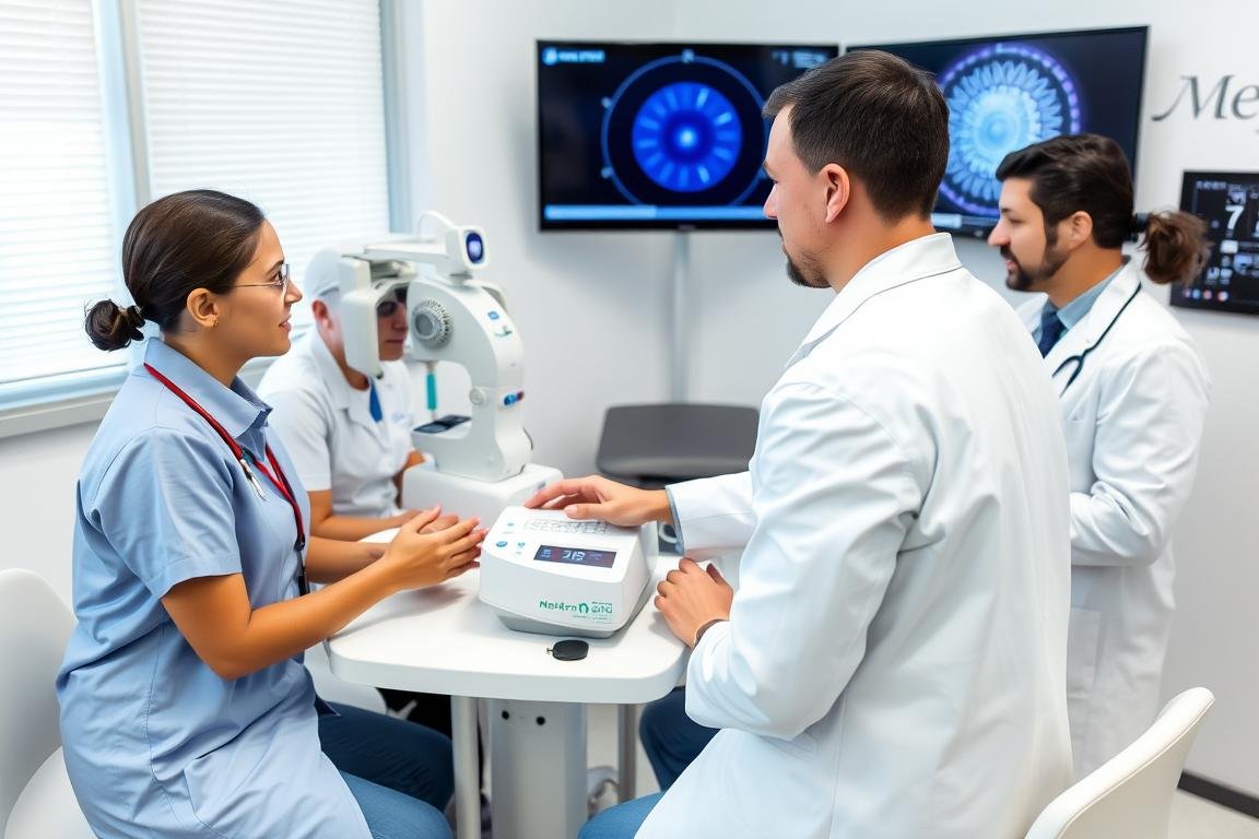 Sesión de capacitación para médicos sobre el uso del Metatron 4025