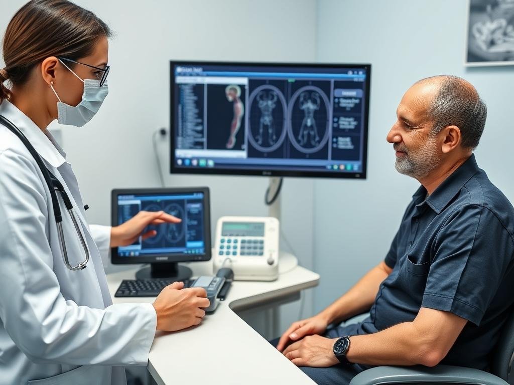 Sesión práctica de diagnóstico utilizando el Metatron 4025 con un paciente