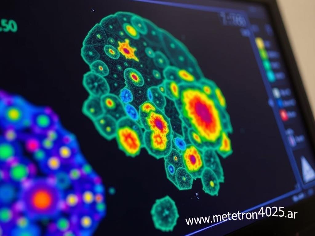 Visualización de escaneo celular en pantalla del Metatron 4025