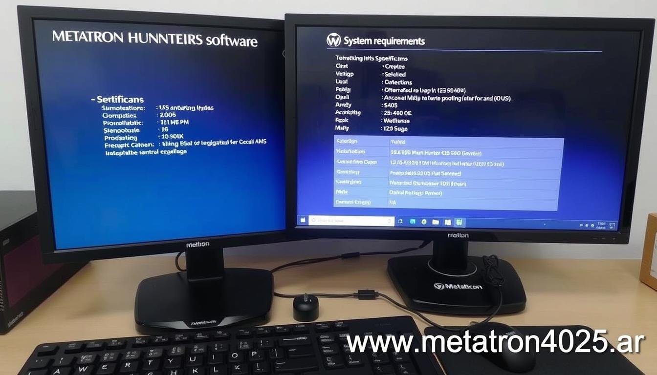Computadora compatible con Metatron Hunter 4025 NLS mostrando los requisitos mínimos del sistema