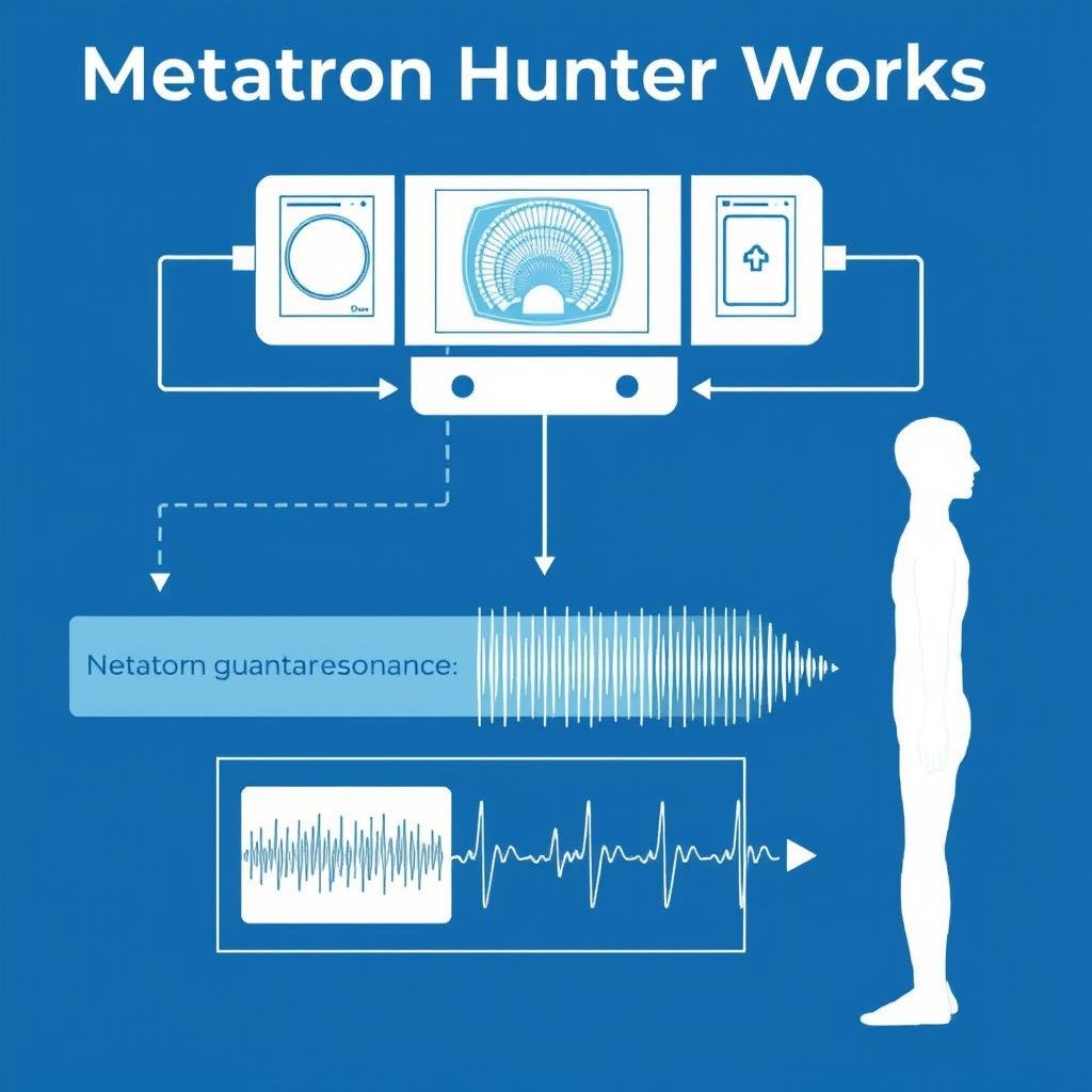 Diagrama de funcionamiento del sistema de resonancia cuántica Metatron Hunter 4025