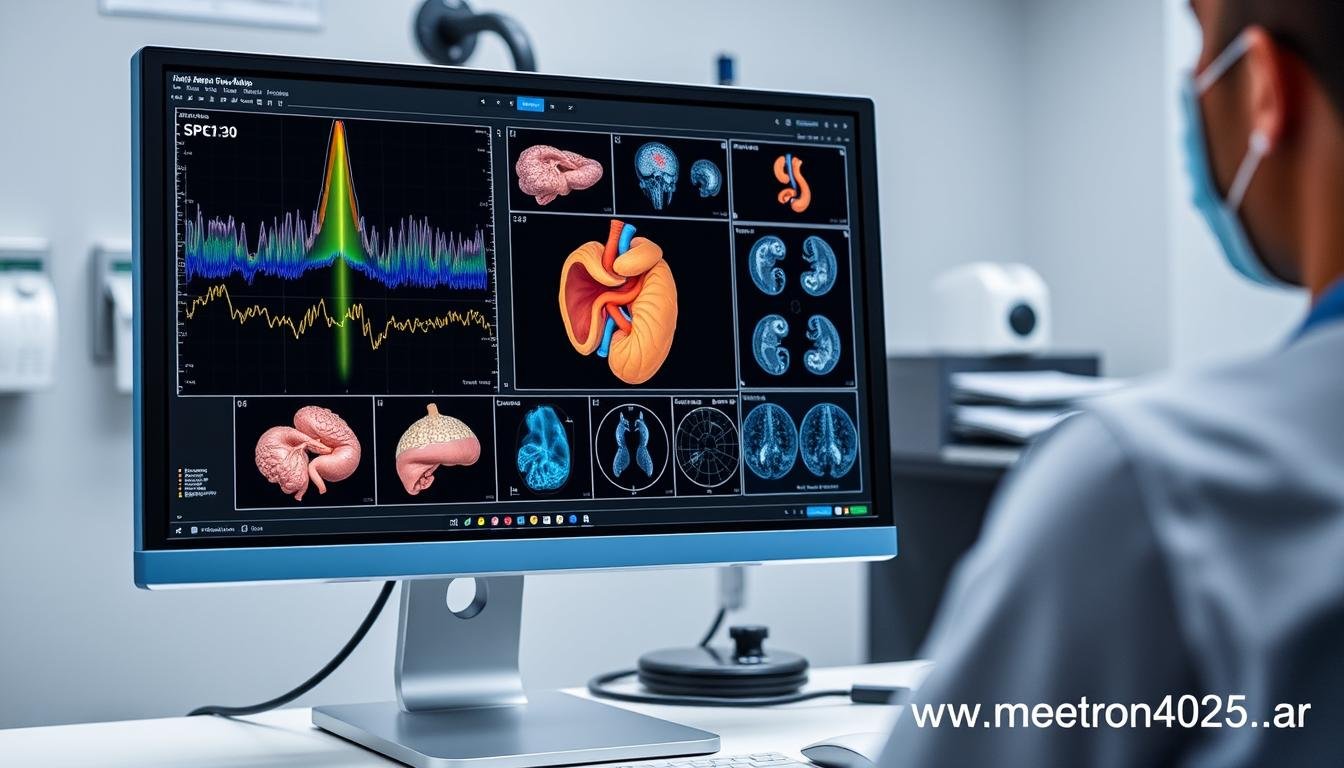 Interfaz del software Metatron 4025 NLS mostrando análisis espectral