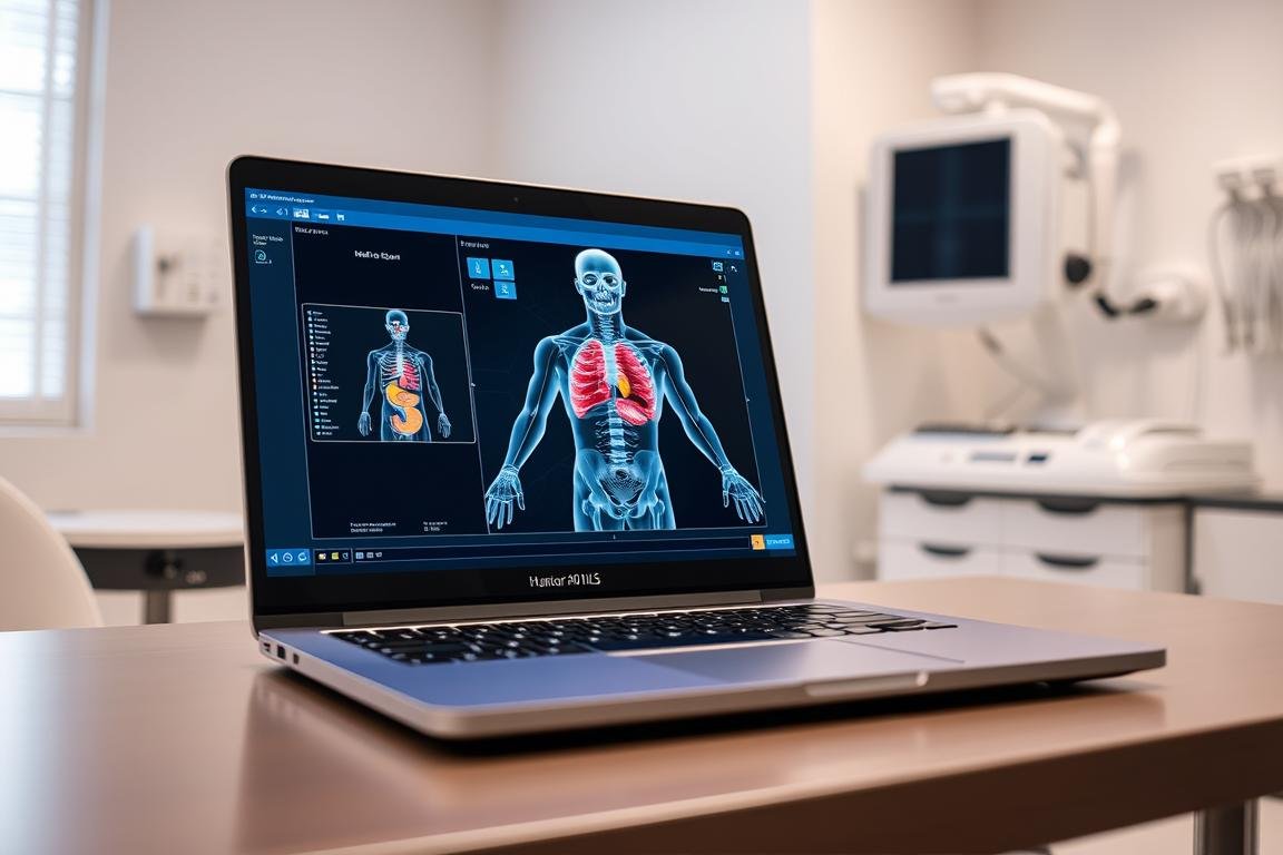 Ordenador portátil ejecutando el software del Metatron Hunter 4025 NLS