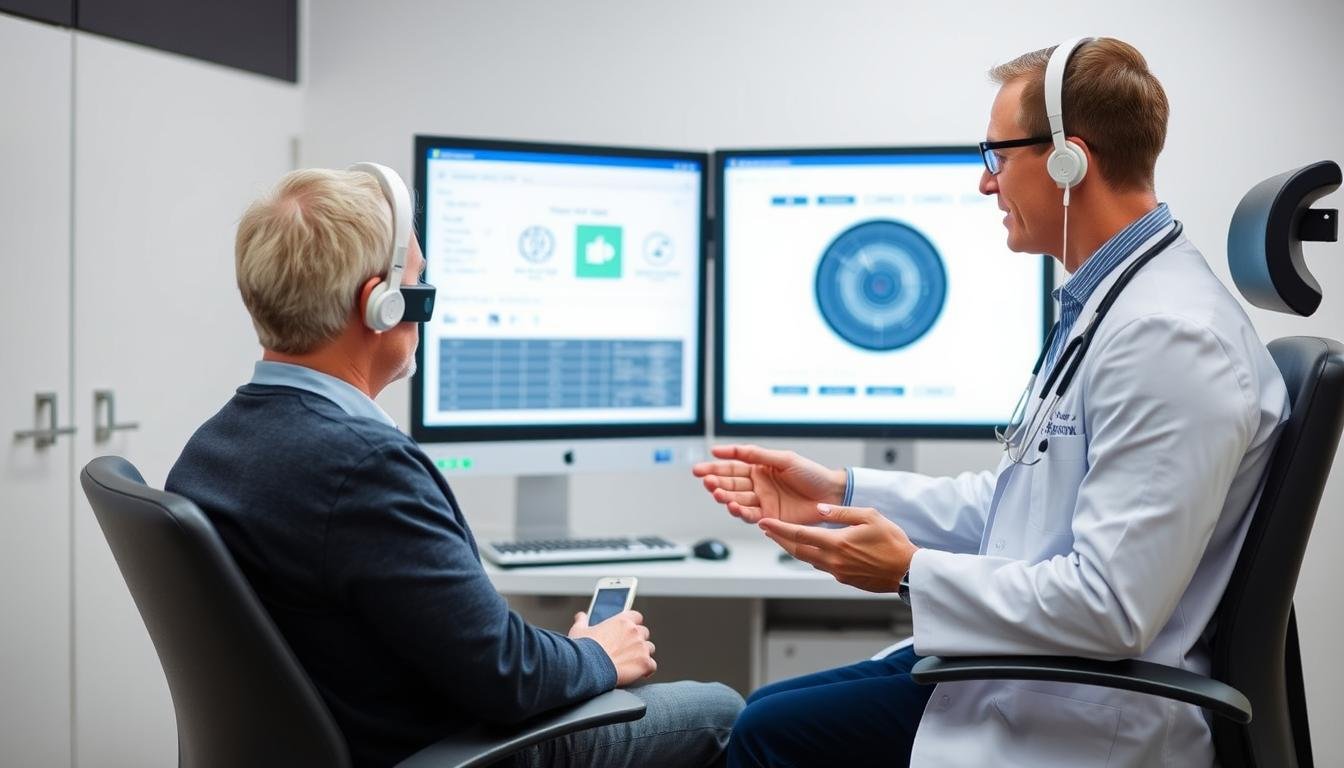 Profesional de la salud utilizando el Metatron Hunter 4025 NLS con un paciente