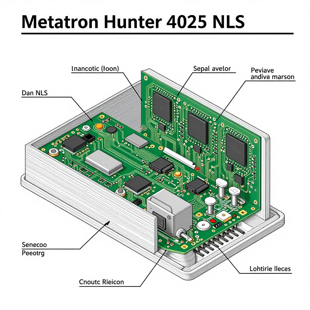 Diagrama técnico del Metatron Hunter 4025 NLS mostrando componentes internos
