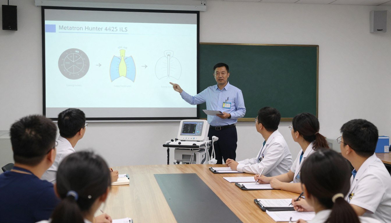 Equipo de soporte técnico de MAIKONG brindando capacitación sobre el Metatron Hunter 4025 NLS