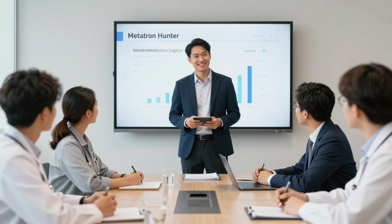 Distribuidor exitoso MAIKONG Argentina presentando Metatron Hunter clientes potenciales