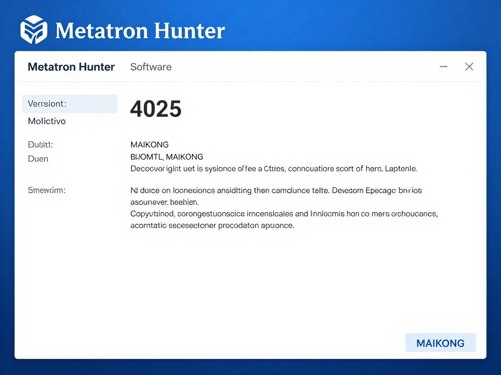 Software version check screen showing current Metatron Hunter software version number