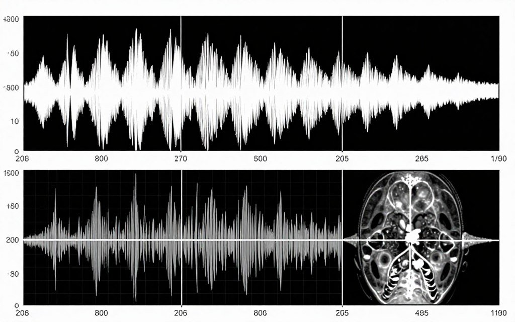 Spectral analysis graph showing electromagnetic frequency patterns from tissue scan Spectral analysis graph showing electromagnetic frequency patterns from tissue scan