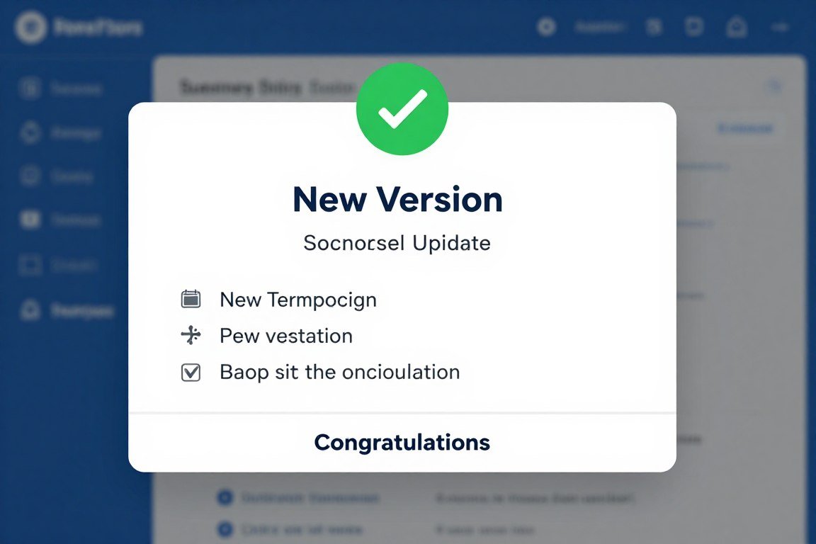 Successful software update confirmation screen with new version details