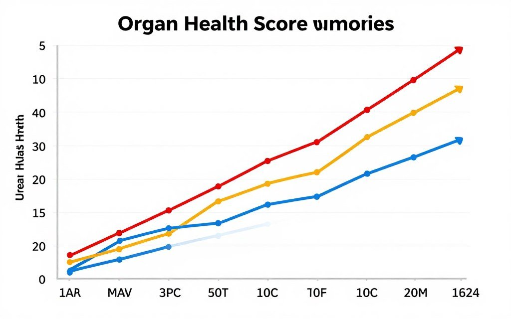 Trend graph showing organ health improvement over multiple sessions Trend graph showing organ health improvement over multiple sessions