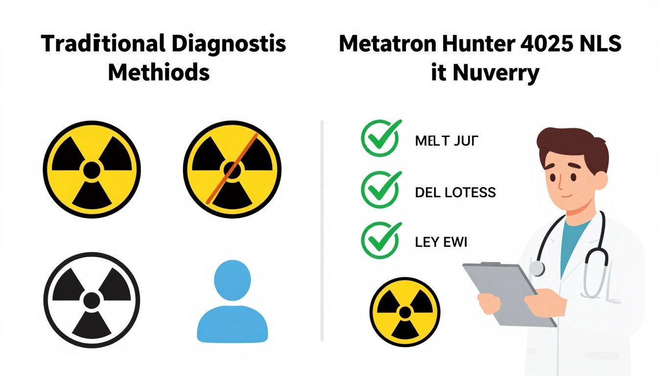Comparación de seguridad entre métodos diagnósticos tradicionales y Metatron Hunter 4025 NLS sin radiación
