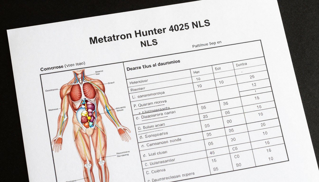 Reporte de paciente del Metatron Hunter 4025 en español con gráficos